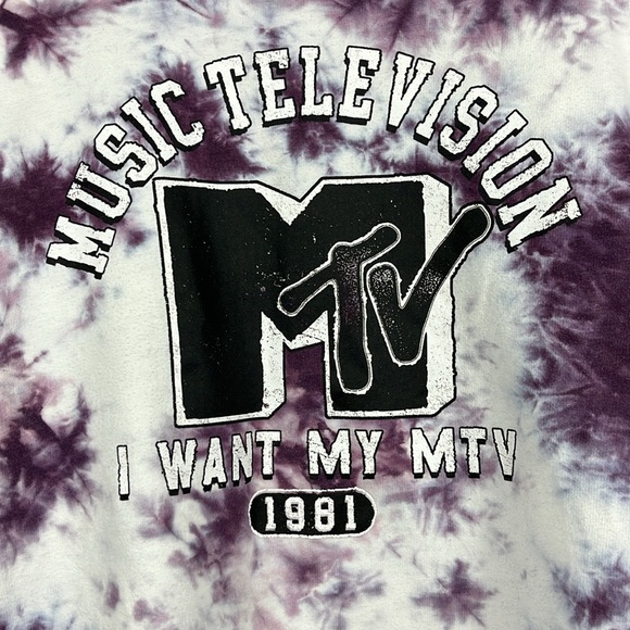 MTV Music Television Long Sleeve Sweatshirt Womens Size XXL Purple White TieDyed - Picture 3 of 9